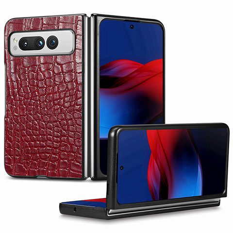 Custodia Lusso Pelle e Plastica Opaca Cover SD7 per Google Pixel Fold 5G Rosso