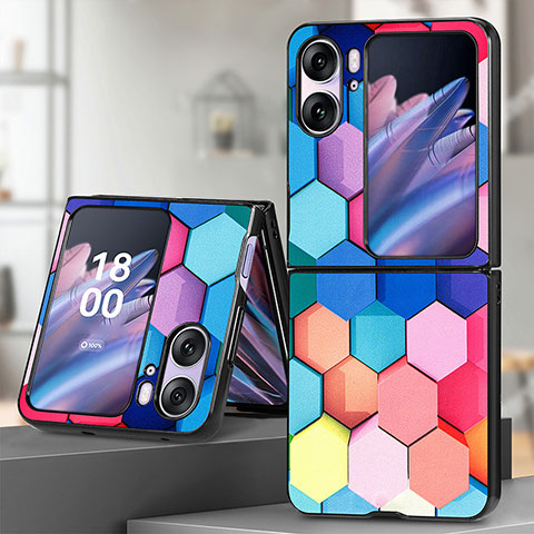 Custodia Lusso Pelle e Plastica Opaca Cover SD7 per Oppo Find N2 Flip 5G Colorato