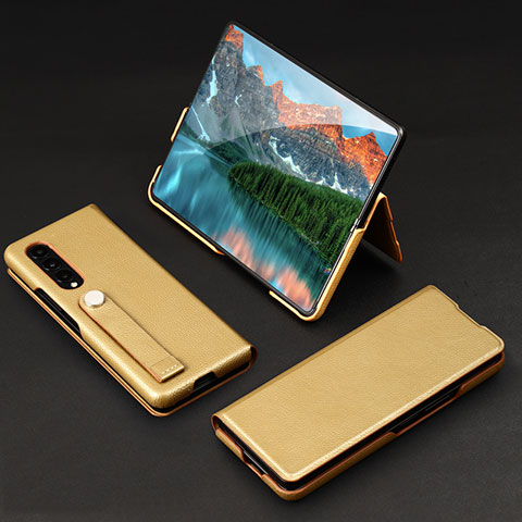 Custodia Lusso Pelle e Plastica Opaca Cover T02 per Samsung Galaxy Z Fold4 5G Oro