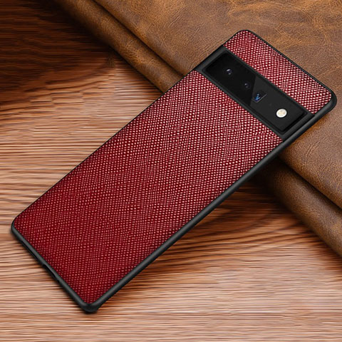 Custodia Lusso Pelle e Plastica Opaca Cover TB1 per Google Pixel 6 Pro 5G Rosso