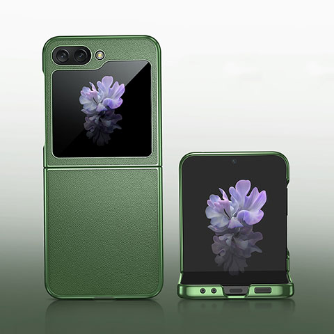 Custodia Lusso Pelle e Plastica Opaca Cover WL1 per Samsung Galaxy Z Flip5 5G Verde