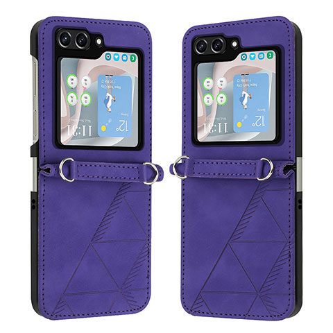 Custodia Lusso Pelle e Plastica Opaca Cover YB4 per Samsung Galaxy Z Flip5 5G Viola