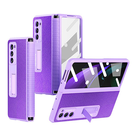 Custodia Lusso Pelle e Plastica Opaca Cover Z03 per Samsung Galaxy Z Fold2 5G Viola