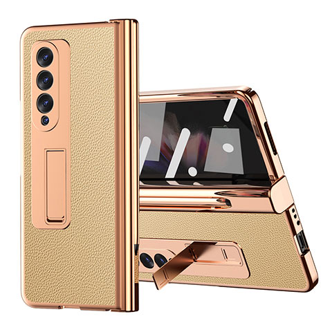 Custodia Lusso Pelle e Plastica Opaca Cover ZL1 per Samsung Galaxy Z Fold4 5G Oro