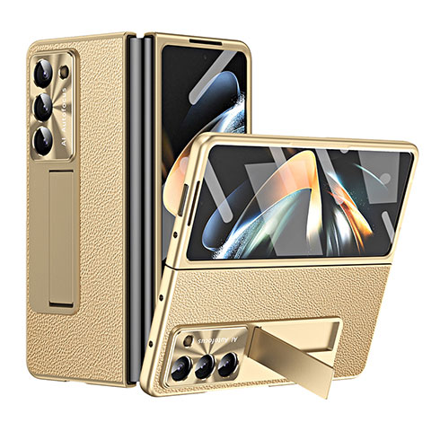 Custodia Lusso Pelle e Plastica Opaca Cover ZL1 per Samsung Galaxy Z Fold5 5G Oro