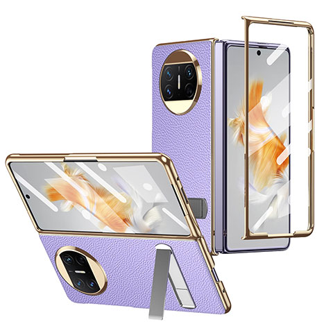 Custodia Lusso Pelle e Plastica Opaca Cover ZL2 per Huawei Mate X3 Viola