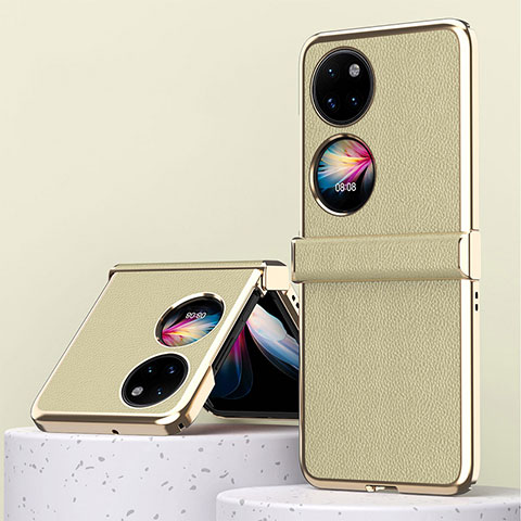 Custodia Lusso Pelle e Plastica Opaca Cover ZL2 per Huawei P60 Pocket Oro