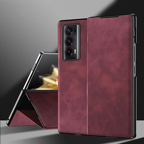 Custodia Lusso Pelle e Plastica Opaca Cover ZL3 per Huawei Honor Magic V2 Ultimate 5G Rosso