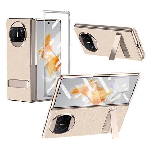 Custodia Lusso Pelle e Plastica Opaca Cover ZL3 per Huawei Mate X3 Oro