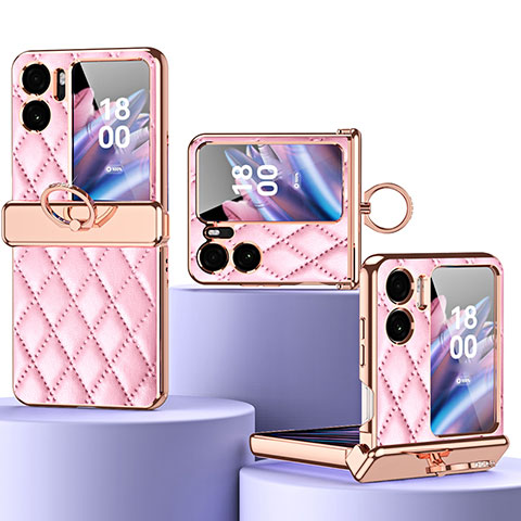 Custodia Lusso Pelle e Plastica Opaca Cover ZL3 per Oppo Find N2 Flip 5G Oro Rosa