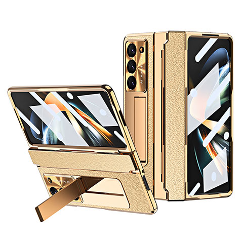 Custodia Lusso Pelle e Plastica Opaca Cover ZL3 per Samsung Galaxy Z Fold5 5G Oro