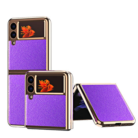 Custodia Lusso Pelle e Plastica Opaca Cover ZL4 per Samsung Galaxy Z Flip3 5G Viola