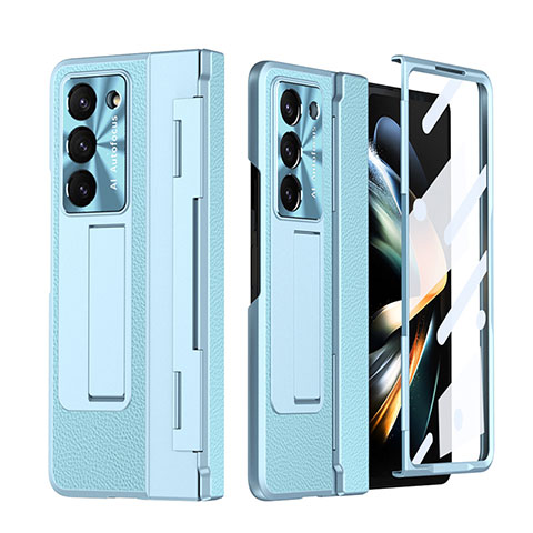 Custodia Lusso Pelle e Plastica Opaca Cover ZL4 per Samsung Galaxy Z Fold5 5G Cielo Blu