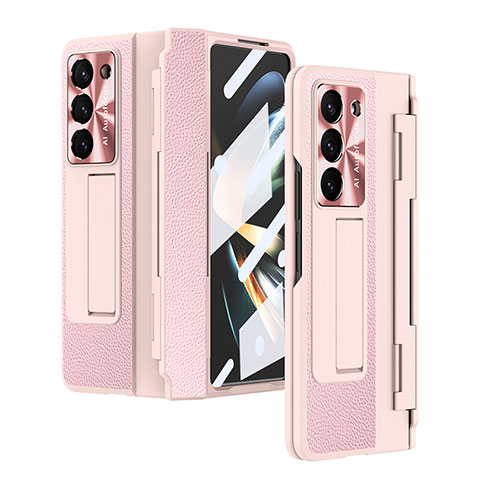 Custodia Lusso Pelle e Plastica Opaca Cover ZL5 per Samsung Galaxy Z Fold5 5G Rosa