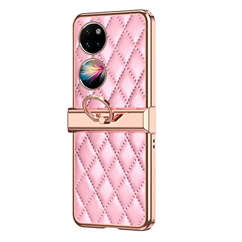 Custodia Lusso Pelle e Plastica Opaca Cover ZL6 per Huawei P50 Pocket Oro Rosa