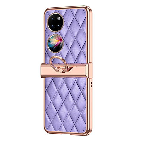 Custodia Lusso Pelle e Plastica Opaca Cover ZL6 per Huawei P50 Pocket Viola