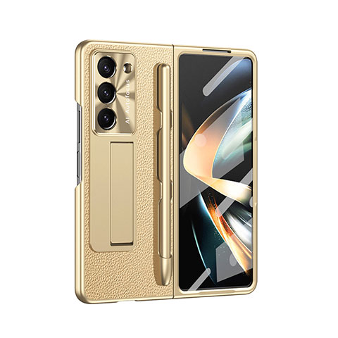 Custodia Lusso Pelle e Plastica Opaca Cover ZL6 per Samsung Galaxy Z Fold5 5G Oro