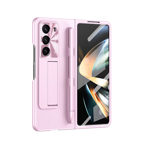 Custodia Lusso Pelle e Plastica Opaca Cover ZL6 per Samsung Galaxy Z Fold5 5G Oro Rosa