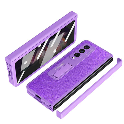 Custodia Lusso Pelle e Plastica Opaca Cover ZL7 per Samsung Galaxy Z Fold4 5G Viola