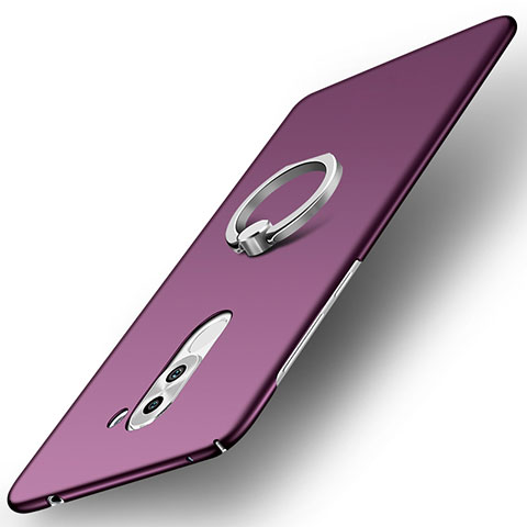 Custodia Plastica Rigida Cover Opaca con Anello Supporto A01 per Huawei GR5 (2017) Viola