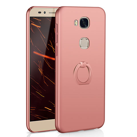 Custodia Plastica Rigida Cover Opaca con Anello Supporto A01 per Huawei GR5 Oro Rosa