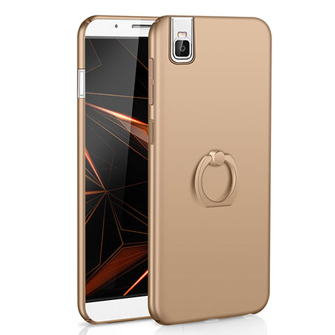 Custodia Plastica Rigida Cover Opaca con Anello Supporto A01 per Huawei Honor 7i shot X Oro