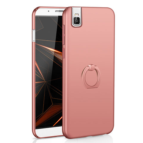 Custodia Plastica Rigida Cover Opaca con Anello Supporto A01 per Huawei Honor 7i shot X Oro Rosa