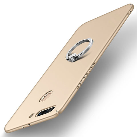 Custodia Plastica Rigida Cover Opaca con Anello Supporto A01 per Huawei Honor 8 Pro Oro