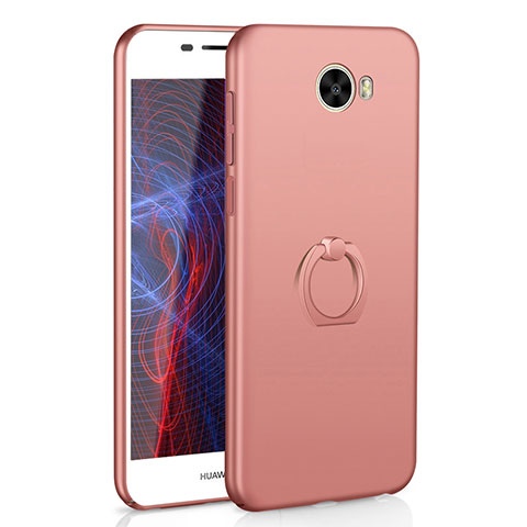 Custodia Plastica Rigida Cover Opaca con Anello Supporto A01 per Huawei Honor Play 5 Oro Rosa