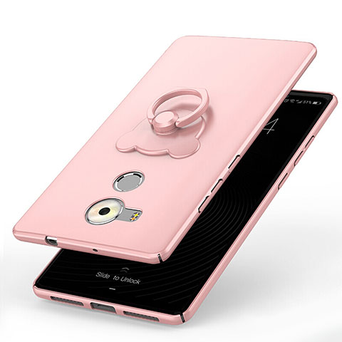 Custodia Plastica Rigida Cover Opaca con Anello Supporto A01 per Huawei Mate 8 Rosa