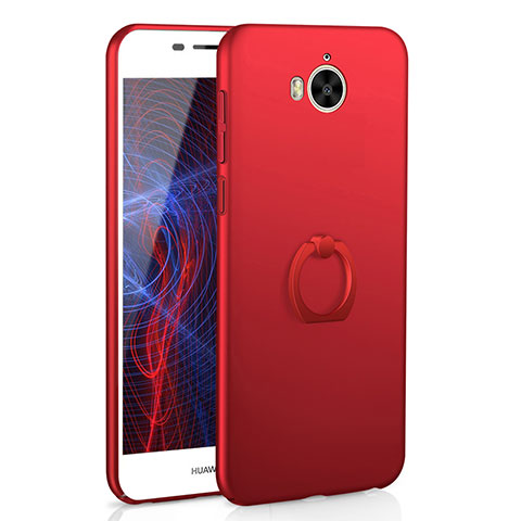 Custodia Plastica Rigida Cover Opaca con Anello Supporto A01 per Huawei Nova Young Rosso