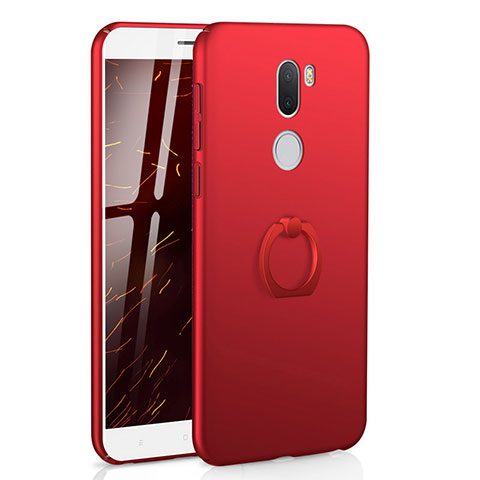 Custodia Plastica Rigida Cover Opaca con Anello Supporto A01 per Xiaomi Mi 5S Plus Rosso