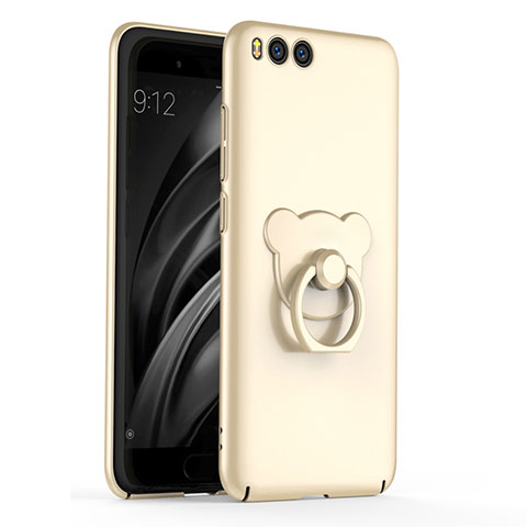 Custodia Plastica Rigida Cover Opaca con Anello Supporto A01 per Xiaomi Mi 6 Oro