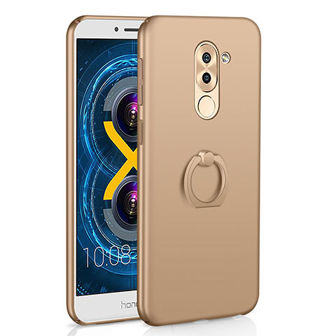 Custodia Plastica Rigida Cover Opaca con Anello Supporto A02 per Huawei Honor 6X Oro