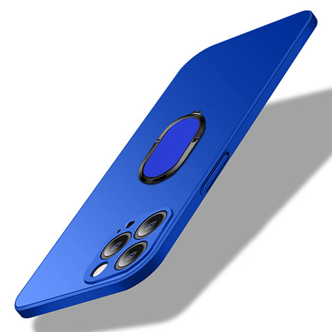 Custodia Plastica Rigida Cover Opaca con Magnetico Anello Supporto A01 per Apple iPhone 14 Pro Max Blu