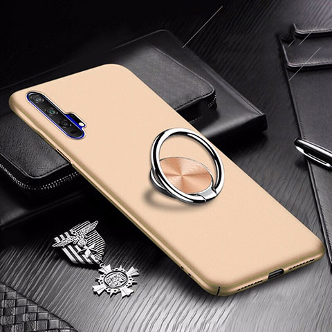 Custodia Plastica Rigida Cover Opaca con Magnetico Anello Supporto A01 per Huawei Honor 20 Pro Oro