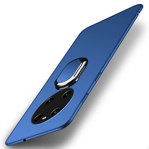 Custodia Plastica Rigida Cover Opaca con Magnetico Anello Supporto A01 per Huawei Mate 40E 5G Blu