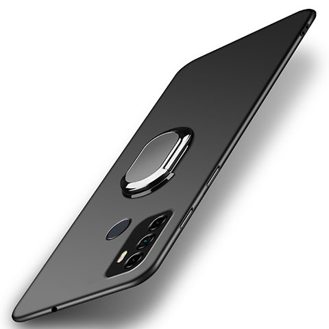 Custodia Plastica Rigida Cover Opaca con Magnetico Anello Supporto A01 per Oppo A53 Nero