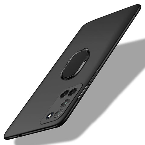 Custodia Plastica Rigida Cover Opaca con Magnetico Anello Supporto A01 per Oppo A72 Nero