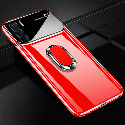 Custodia Plastica Rigida Cover Opaca con Magnetico Anello Supporto A01 per Oppo A91 Rosso