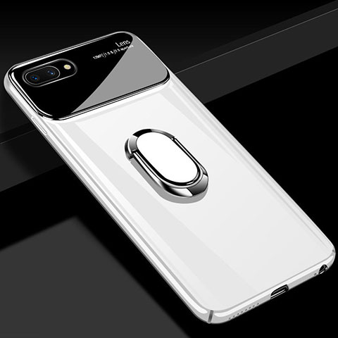 Custodia Plastica Rigida Cover Opaca con Magnetico Anello Supporto A01 per Oppo AX5 Bianco