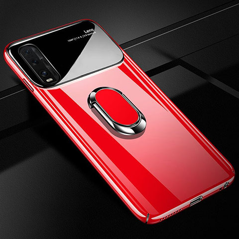 Custodia Plastica Rigida Cover Opaca con Magnetico Anello Supporto A01 per Oppo Find X2 Rosso