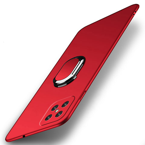 Custodia Plastica Rigida Cover Opaca con Magnetico Anello Supporto A01 per Oppo Reno4 Z 5G Rosso