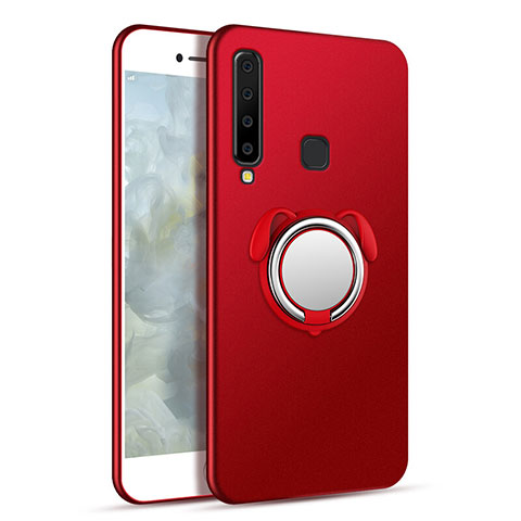 Custodia Plastica Rigida Cover Opaca con Magnetico Anello Supporto A01 per Samsung Galaxy A9s Rosso