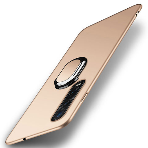 Custodia Plastica Rigida Cover Opaca con Magnetico Anello Supporto A02 per Oppo Find X2 Pro Oro