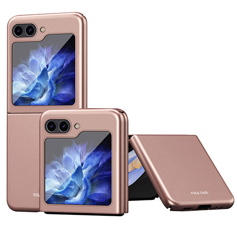 Custodia Plastica Rigida Cover Opaca con Magnetico Anello Supporto AN1 per Samsung Galaxy Z Flip5 5G Oro Rosa