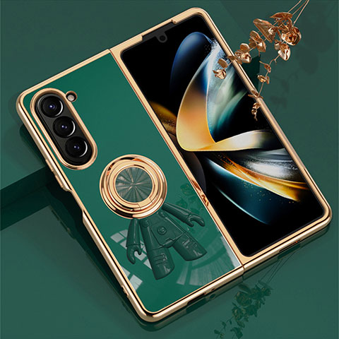 Custodia Plastica Rigida Cover Opaca con Magnetico Anello Supporto AN2 per Samsung Galaxy Z Fold5 5G Verde