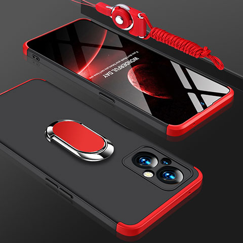 Custodia Plastica Rigida Cover Opaca con Magnetico Anello Supporto GK1 per Oppo F21 Pro 5G Rosso e Nero