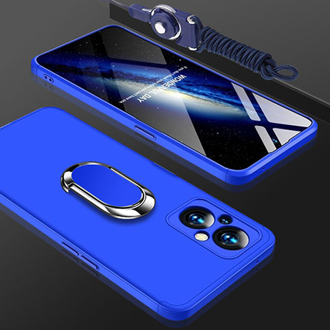 Custodia Plastica Rigida Cover Opaca con Magnetico Anello Supporto GK1 per Oppo Reno8 Z 5G Blu