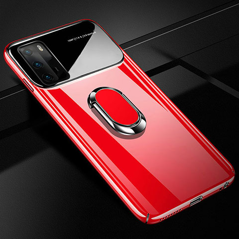 Custodia Plastica Rigida Cover Opaca con Magnetico Anello Supporto N01 per Huawei P40 Rosso